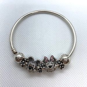 Mickey & Minnie Pandora Pave charms and bracelet
